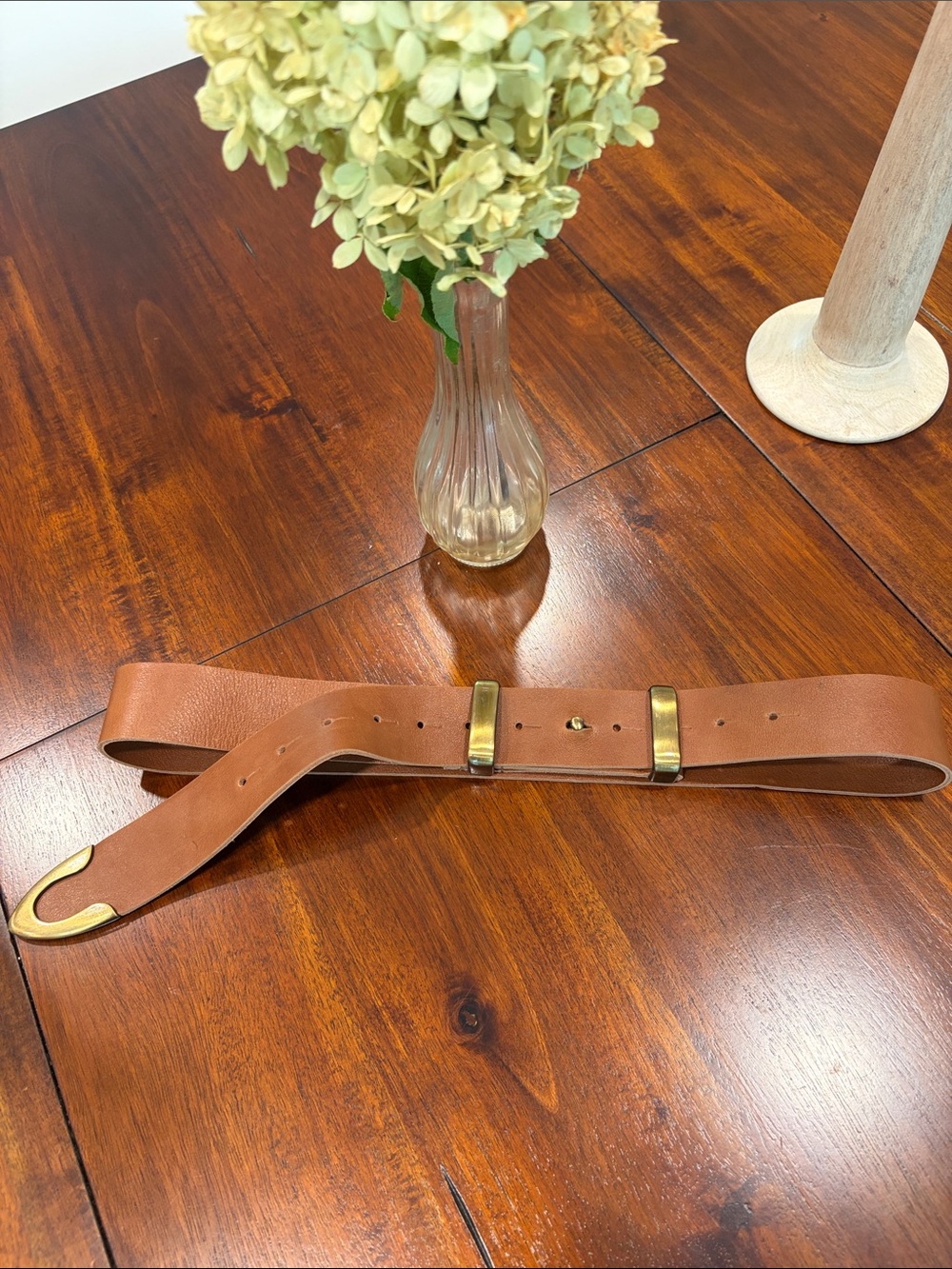 SO Tan Leather Belt with Brass Hardware